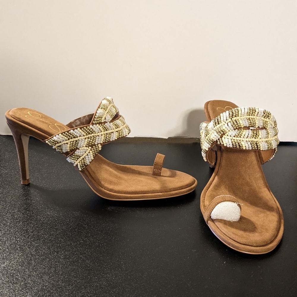 Jessica Simpson Rixei Beaded Toe-Ring Heels